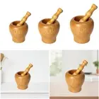 Wooden Mortar and Pestle Set Manual Garlic Mincer for Gingers Pepper Chutney