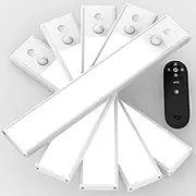 Vovamo Rechargeable Motion Sensor Indoor Lights with Remote Control – 9.8" Magnetic Battery Operated Under Cabinet Lighting (White) - Pack of 5