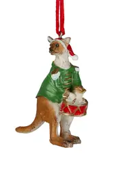 80mm Christmas Kangaroo Hanging Decoration Green