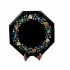 12" Marble Side Table Top Semi precious stones Inlay Handmade Art