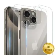 F iPhone 16 15 14 13 12 Pro Max Lens Camera Tempered Glass Back Screen Protector