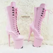 Flamingo 1050 Baby Pink Patent 8" Heel Platform Mid Calf Boots US SIZES NY