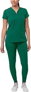 [Adar Uniforms] Adar Pro Movement Booster Scrub Set for Women - Sweetheart V-Neck Scrub Top & Yoga Jogger Scrub Pants