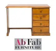 DESK FULLY CONSTRUCTED BANKSIA SOLID TIMBER OFFICE STUDENT 4 DRAWER BLACKWOOD