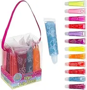 Expressions 24pc Lip Gloss Set, Flavored Lipgloss Squeeze Tubes with Carrying Case, Lip Gloss Set Value Pack, Assorted Fruit Flavored Lip Glosses, Kid-Friendly Non Toxic Makeup (12)