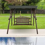 Costway2 Person A-frame Wooden Garden Swing Chair with Adjustable Canopy