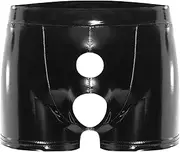 [Syhzlz] Mens Shiny Leather Boxer, Sexy Below Open Crotch, Double Holes, Comfort Stretch Waistband