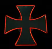 Red 12-24V LED 46 cm Mirror Maltese Cross Interior Sign Neon Light for Truckers