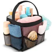Mesh Shower Caddy Bag - Collapsible, Portable Bathroom 9-Pockets Black
