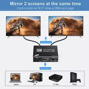 HDMI 2.0 1x2 Splitter 1 In 2 Out 4K @60Hz 3D HDR HDCP2.2 UHD Foxtel Duplicator