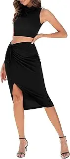 [ZAFUL] 2024 Two Piece Sets For Women Going Out Summer Skirt Set With Slit Outfits Cocktail Dresses Wedding Guest Midi Dress