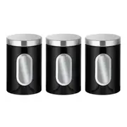 3pc Kitchen Canister Set -with Secure Lids&viewing Window Suitable For Sugar, Tea, Coffee, Etc -mul