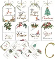 Christmas Gift Tags with String 48Pcs, Name Tags for Christmas Presents Tags