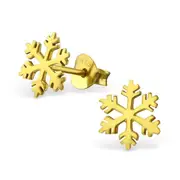 14 K Gold Plated Silver Snowflake Stud Earrings