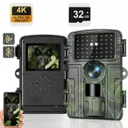 Trail Camera,4K 60MP WiFi Bluetooth Game Cameras with No Glow Night Vision,0.1s Trigger Motion Activated,IP66 Waterproof Hunting Camera