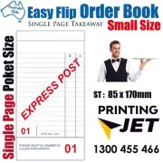 50x Small Size Takeaway Restaurant Docket Order Book 89x171mm [RD131]