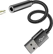 USB to 3.5mm Audio Adapter for Headphone Jack DAC Cable Sound Card Interface PC Car Microphone External Headset Converter Auxiliary Port for PS4 PS5 Computer Speaker Laptop Controller Devices