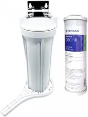 Single Undersink Filter Water Filter System with Dual Function Filter (Omnipure OMB934 - Micron Coconut Caron Bock - CBC-10 0.5 MIC - 10”)