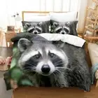 Raccoons Animal Print Quilt Duvet Cover Set Double Bed Linen Doona Cover