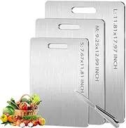 Megecy Titanium Cutting Board-3 pack Titanium Cutting Boards for Kitchen/Double Sided Titanium Cutting Mat Stainless Steel Food Grade Cutting Boards,Stainless Non Stick Chopping Board