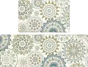 Pauwer Boho Kitchen Rugs Set of 2 Anti Fatigue Mats for Kitchen Floor Cushioned Kitchen Rugs and Mats Non Skid Waterproof Kitchen Runner Comfort Standing Mat
