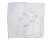 Handkerchief Daisy Butterfly And Lace Cotton Embroidered Hanky