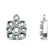 Sterling Square Cluster Round Stone Unset Dangle Drop Charm Mount Setting 2-4mm