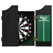 Formula Sports Dart Board Game 15 inch and Black Solid Wood Cabinet Set