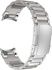 MaKTech Titanium Band for Galaxy Watch 7 FE,[No Gap] Metal Bracelet Strap with Spring Button,for Samsung Galaxy Watch 7 FE 6 5 4,40/42/43/44/45/46/47mm (Silver)
