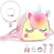 Girls Cute Plush Unicorn Purse Embroidery Crossbody Bag Zipper Shoulder Bag