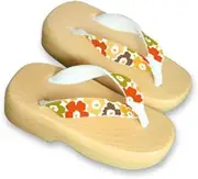 Hajime(一歩) [One Step] [Hajime] Geta Clogs, Soft and Water Resistant, Made of Sponge, XS Beige/4 Large Flowers, 4 Large Flowers 4 (Flower 4/XS), flower 4, 18.5 cm
