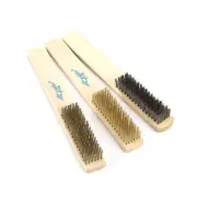 2/3PC Wooden Handle Copper/Stainless Steel Wire Brush Set Metal Surface Cleaning