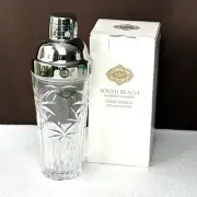 NEW! South Beach Palm Tree Tiki Godinger Shannon Crystal Cocktail Martini Shaker