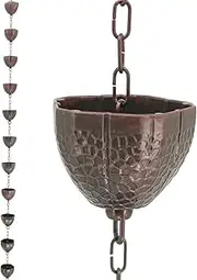 DFTDFYXYRain Chain Outdoor Rain Chains Aluminum-Rain Catcher Chain 3.2-26.2FT,with Fixer and Hook Adjustable Water Feature Or Downpipe for Outside Divert Water Effective Draining Gutter,1.5m(4.9ft)