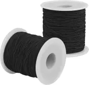 Elastic String for Bracelets Making - Cuttte 2 Rolls 1.2MM Black Elastic Cord
