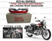 Royal Enfield New Classic 350cc-Reborn "Chrome Red Front Mudguard With Sticker" (for: Royal Enfield)