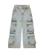 Diesel Kids Dusty-Effect Cargo Jeans 8Y,16Y light blue