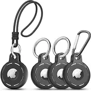 Migeec AirTag Holder Soft Silicone AirTag case 4 Pack AirTag Keychain Accessories Easy to Attach to Wallets, Keys, Pet Collars (Black)