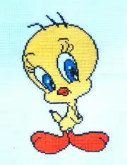 Finished Embroidery Art Cross Stitch Handmade - Tweety Bird 30x19cm / 12"x7.5"