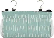 Amooorous Bedside Pocket For Dorm Multi-Function Organizer Caddy for Bed Rails Abstract Green Line