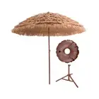 63inch Simulated Thatched Garden Umbrella with Tripod Base Patio Umbrella