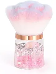 KADS Nail Dust Brush Soft Nail Art Dust Powder Remover Brush Rose Cleaner Soft Brush for Nails or Makeup with Acrylic Handle Dust Collector Brush (Pink Sequins)