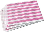Sabco - Pink Sweet Candy Striped Paper Bags for Confectionary Party Favour Pick n Mix Wedding Sweets Gift Bag (200, 5 x 7")