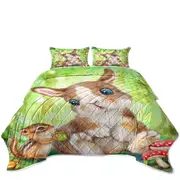 Cute Kids Drawings Mushrooms Bunny and Chipmunk Coverlet