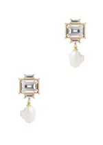 Kenneth Jay Lane Crystal and Pearl-embellished Drop Earrings - Gold ONE SIZE