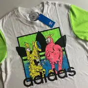 Adidas Originals Jeremy Scott T-Shirt Mens Small Graphic Print Tee Embroidered