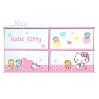 在飛比找樂天市場購物網優惠-Hello Kitty 小熊橫式4抽盒-粉，置物櫃/收納櫃/