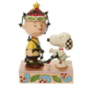 Peanuts by Jim Shore Charlie Brown and Snoopy Tangled Christmas Lights- Lights up