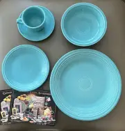 Vintage Fiesta Ware 5 PC Place Setting Turquoise Retired BNIB