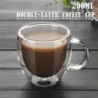200ml Double Wall Glass Coffee Tea Cup Mug Heat-resistant Double-layer Container